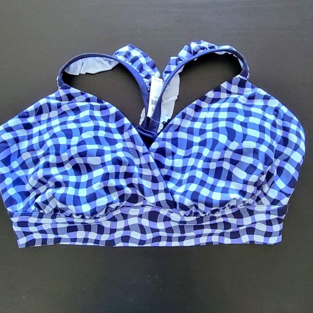 American Eagle by Aerie bikini top XL Blue/white checkered NWT